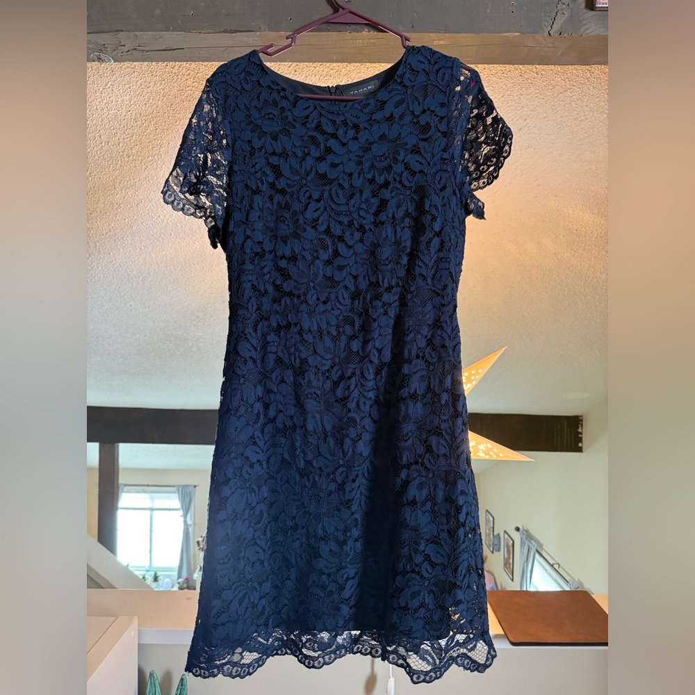 Elegant Navy Lace Dress